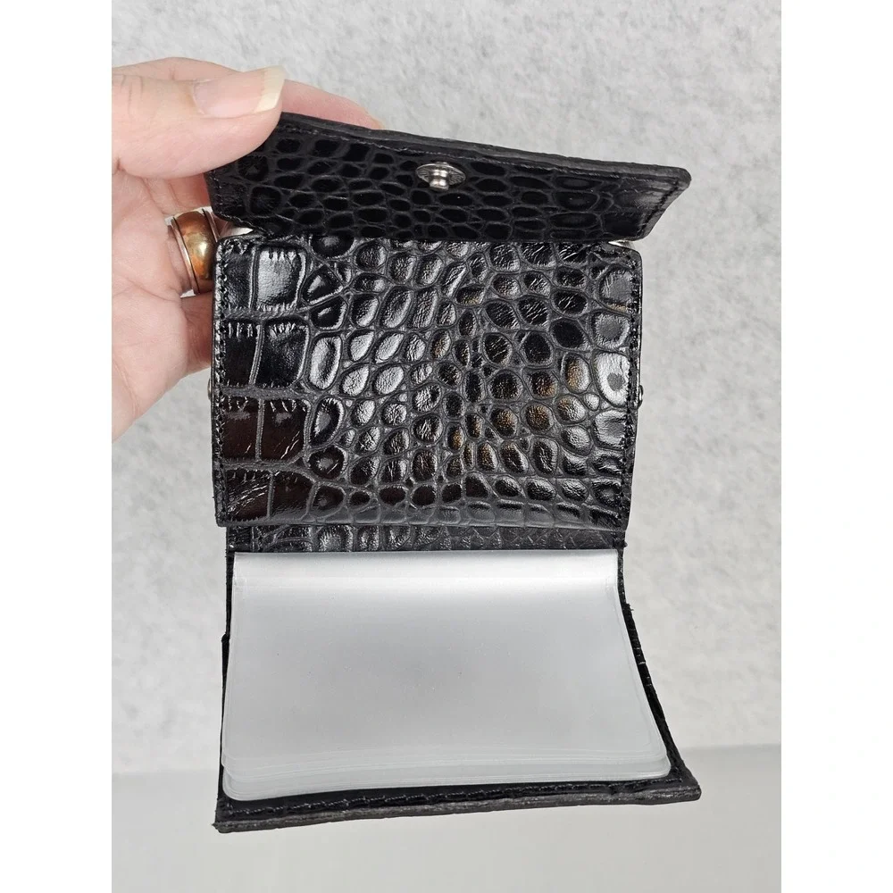 Patricia Nash Leather Astor Wallet Black Croco